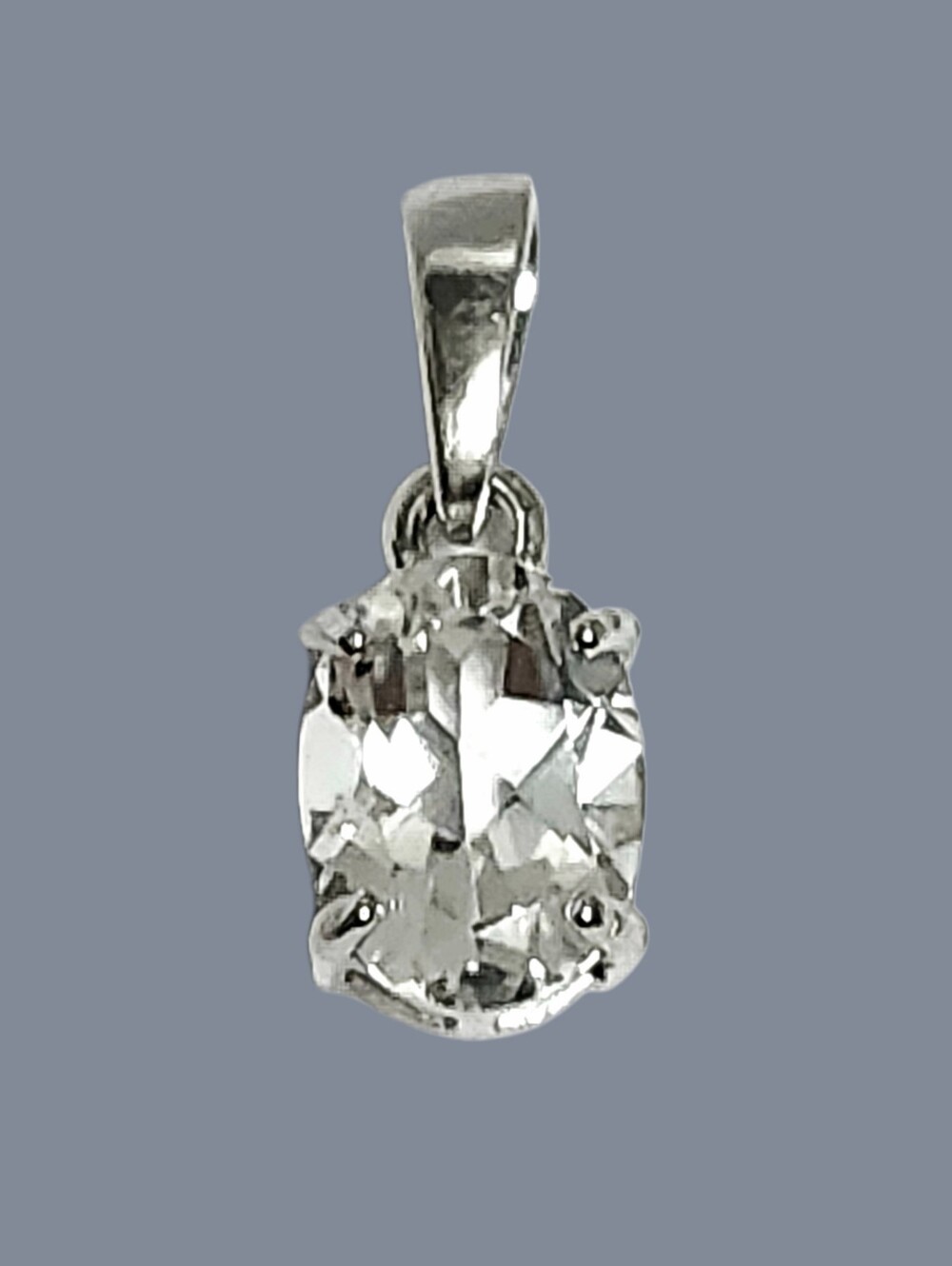 1.30ct White Topaz Oval Solitaire Sterling Silver Pendant